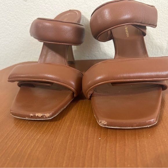 GIABORGHINI Perni Two-Band Puffy Slide High-Heel Sandals Brown Leather Size 38.5 - Picture 10 of 12
